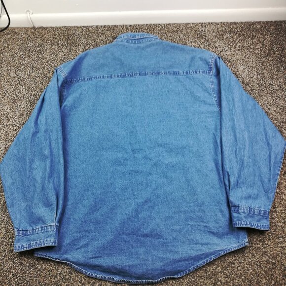 Vintage 90s Nebraska Cornhuskers Shirt Jacket Denim Graphic Sports Mens XL - Picture 5 of 9